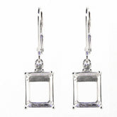 14K White Gold Semi Mount Earrings Setting Emerald OCT 10X8mm - Syzjewelry